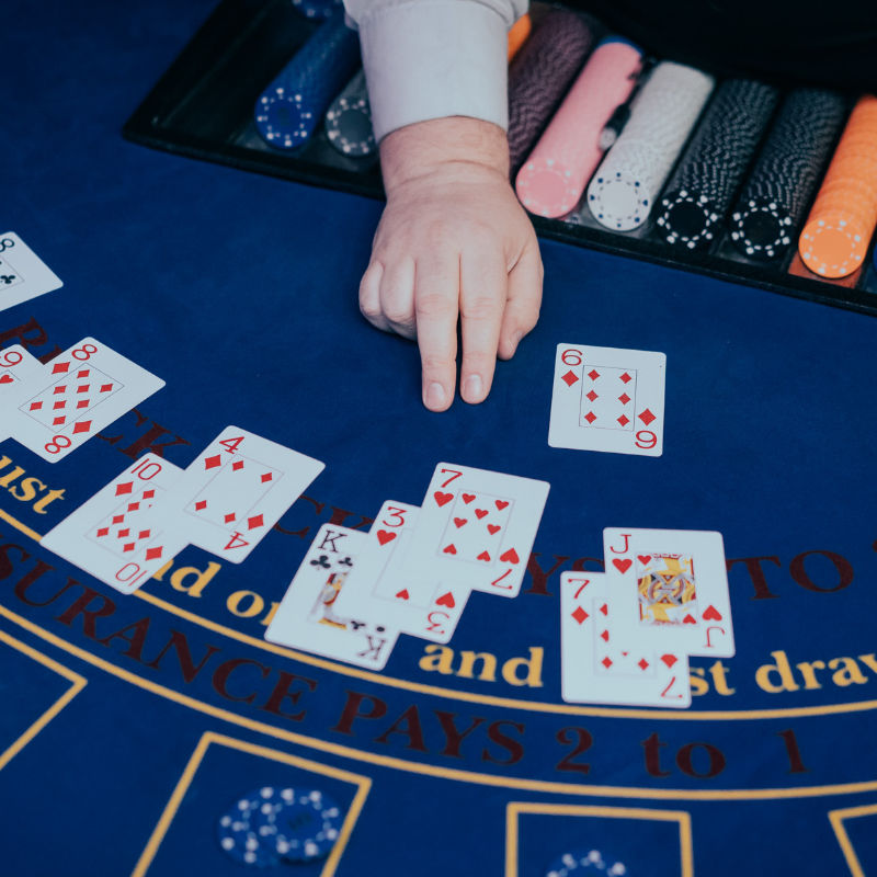 Cards on blackjack table | Glasgow Fun Casinos